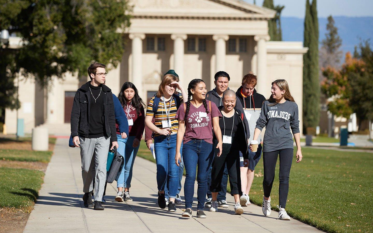 Students walking in the Quad